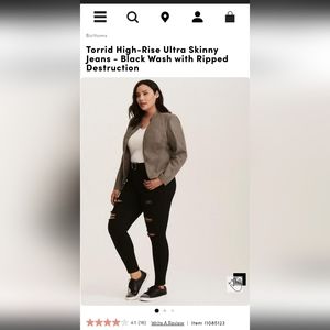 Torrid Distressed Black Denim Jeans